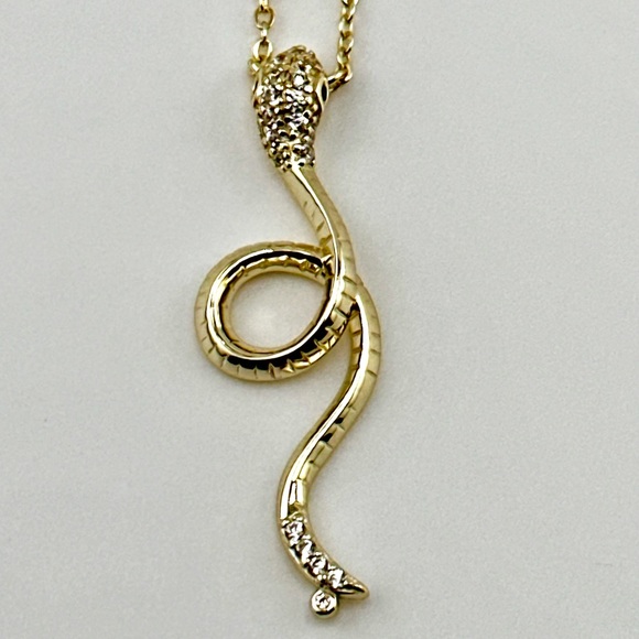 18K Gold Plated over 925 Solid Sterling Silver Snake Pendant Necklace - Picture 4 of 11